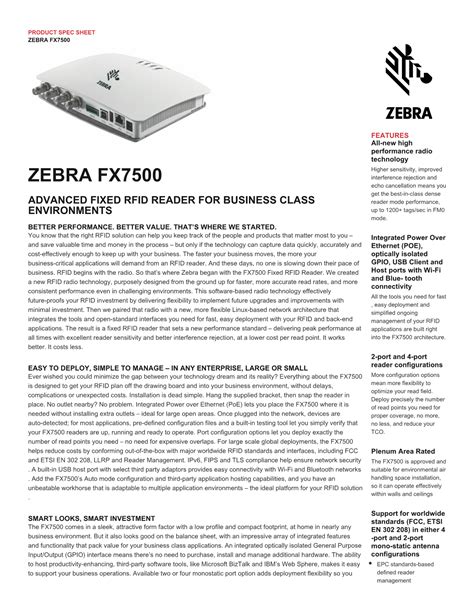 reader fx7500 rfid reader 2 port gen2 us|FX7500 Fixed RFID Reader Specification Sheet.